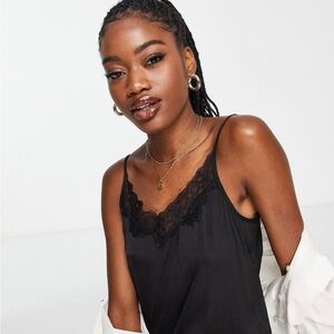 Jacqueline de Yong JDY black lace-trim camisole tank top